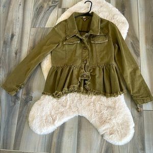 Free people NWOT women’s jacket beautiful detail khaki green size XS